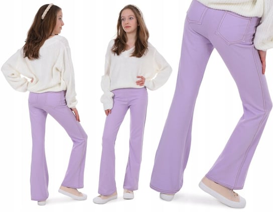 Spodnie jeansowe, DZWONY, produkt polski - 146 LILIOWY / KROPEK Inna marka