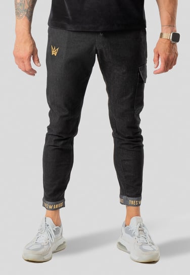 Spodnie jeansowe z lycrą, czarne XL TRES AMIGOS