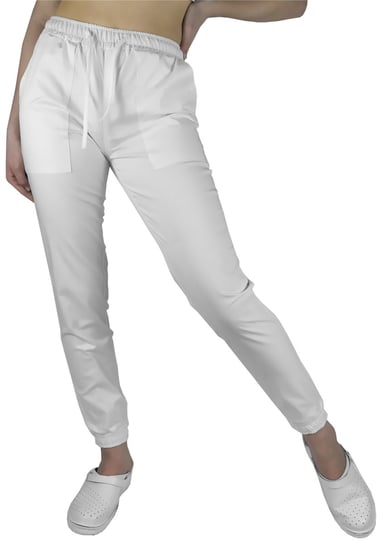 Spodnie joggery medyczne FLEX białe elastyczne - premium L M&C