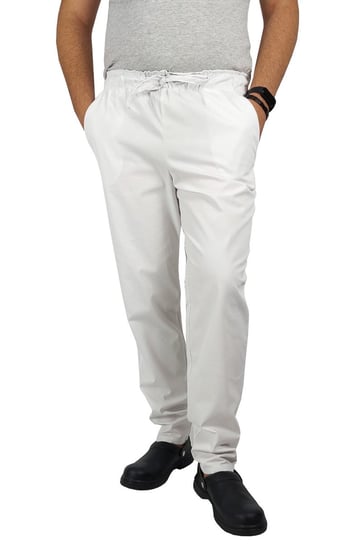 Spodnie kucharskie męskie  białe FIT L M&C