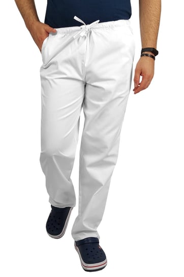 Spodnie medyczne chirurgiczne 100%bawełna męskie białe L M&C