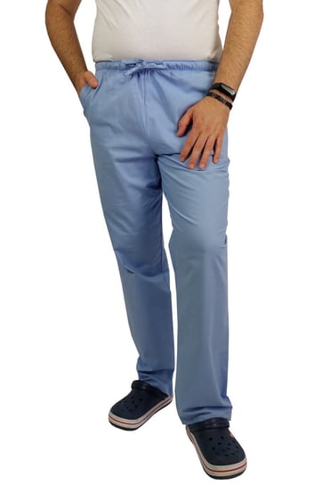 Spodnie medyczne chirurgiczne 100%bawełna męskie niebieskie L M&C