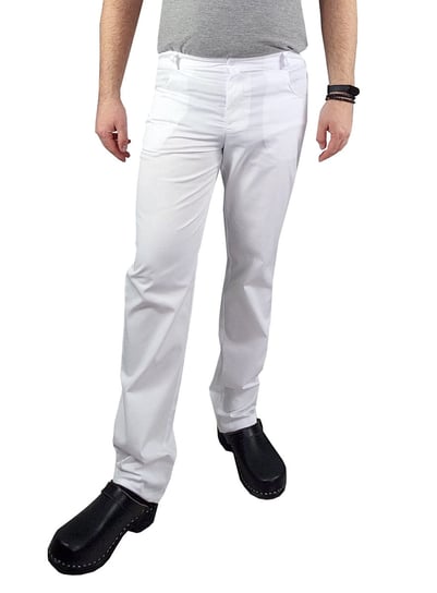 Spodnie medyczne Classic męskie białe XL M&C