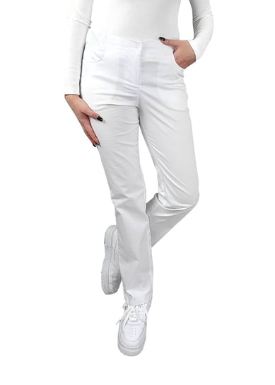 Spodnie medyczne damskie elastyczne zwężane białe 34 M&C