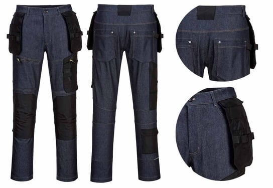 Spodnie Robocze Strech Kx3 Kabury Jeansowe Denim Eu 52  92 Cm Portwest 36" Portwest Portwest