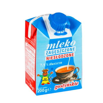 Spółdzielnia Mleczarska w Gostyniu. Mleko zagęszczone niesłodzone gostyńskie 7,5% tłuszczu 200g / K - 24 sztuki Gostyń