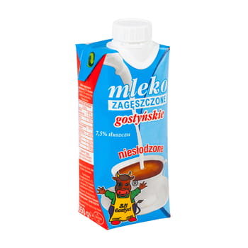 Spółdzielnia Mleczarska w Gostyniu. Mleko zagęszczone niesłodzone gostyńskie 7,5% tłuszczu 350g/ K - 18 szt Gostyń