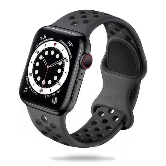 Sportowa Gumowa Opaska Apple Watch ( 38 / 40 / 41 Mm ) Ciemnoszaro Czarna GK PROTECTION