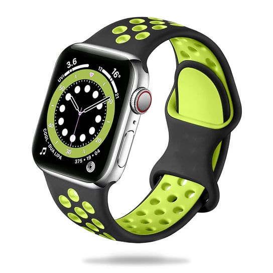 Sportowa Gumowa Opaska Apple Watch ( 38 / 40 / 41 Mm ) Czarno Zielona GK PROTECTION