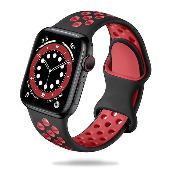 Sportowa Gumowa Opaska Apple Watch ( 38 / 40 / 41 Mm ) Czerwono Czarna GK PROTECTION