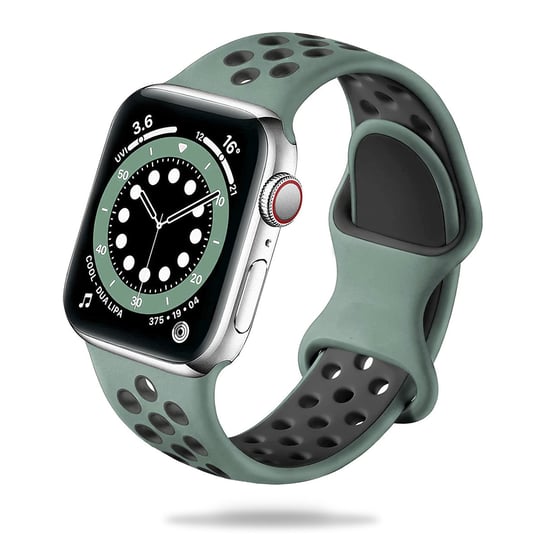 Sportowa Gumowa Opaska Apple Watch ( 38 / 40 / 41 Mm ) Zielono Czarny GK PROTECTION