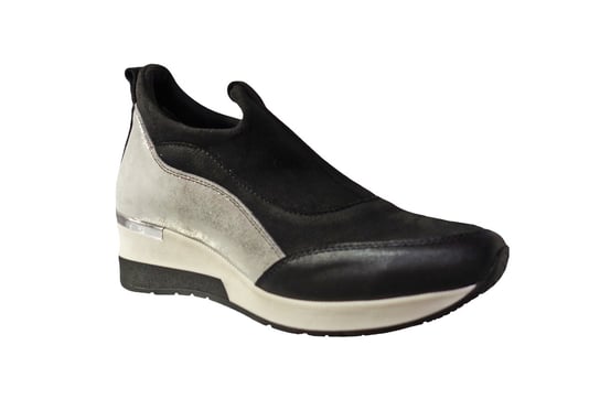 Sportowe buty czarne+srebro obcas 4,5 cm 40 Polskie buty