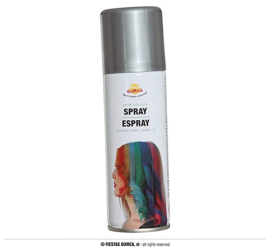 Spray do włosów fluorescencyjny świecący srebrny 125ml Guirca