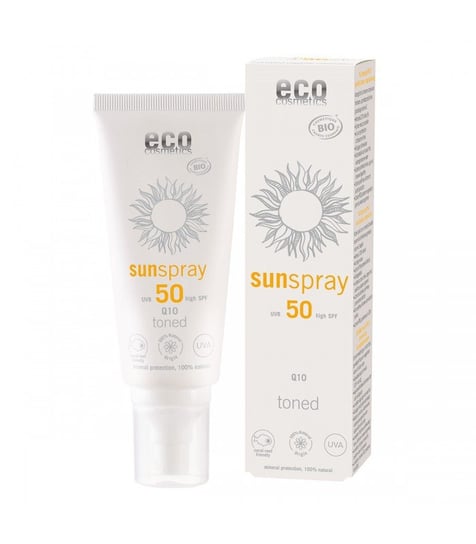 Spray na słońce z Q10, Tonowany, SPF 50, z granatem i olejem z pestek maliny, 100 ml, ważny do końca 08.2021, Eco Cosmetics Eco Cosmetics