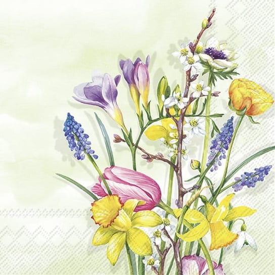 SPRING FLOWERS serwetki ozdobne papierowe - 33x33 cm - wiosenne kwiaty Inna marka