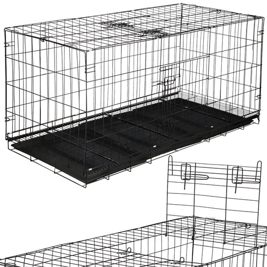 Springos, Klatka kennelowa dla zwierząt kojec dla psa kota XL 130 x 70 x 60 cm czarny Springos