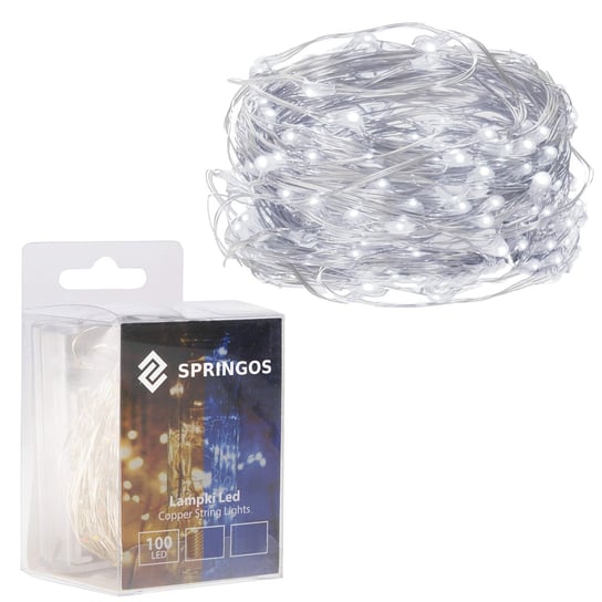 Springos, Lampki choinkowe, 100 LED, barwa biała zimna Springos