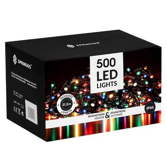 Springos, Lampki choinkowe, 500 LED, 41,5 m, barwa różnokolorowa Springos