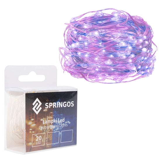 Springos, Lampki choinkowe na baterie, 20 LED, barwa różnokolorowa Springos