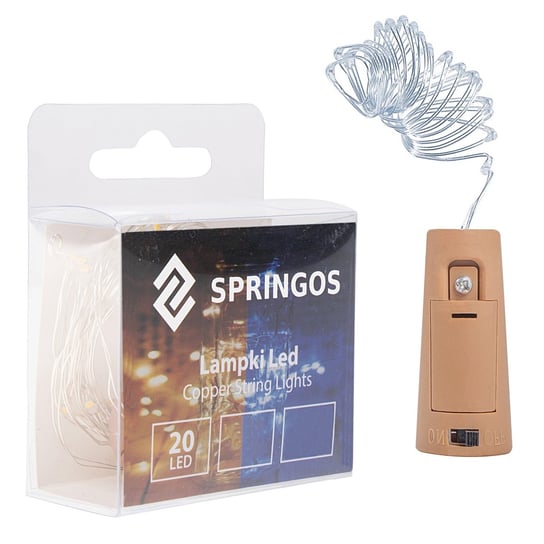 Springos, Lampki dekoracyjne, 20 LED, barwa biała zimna Springos