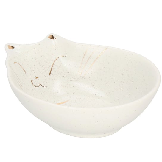 Springos, Miska dla kota ceramiczna 15cm beżowa, złota Springos