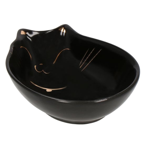 Springos, Miska dla kota ceramiczna 15cm czarna, złota Springos