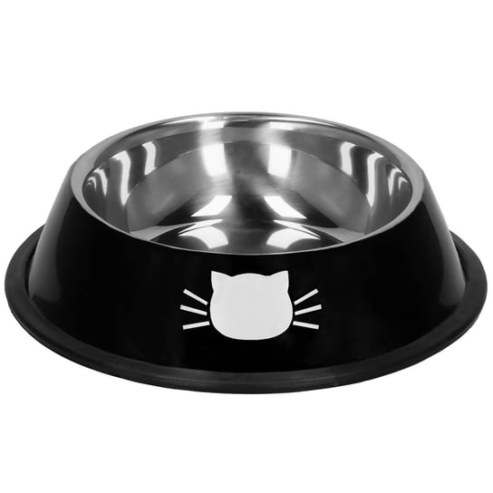 Springos, Miska metalowa dla kota antypoślizgowa na gumie czarna Springos