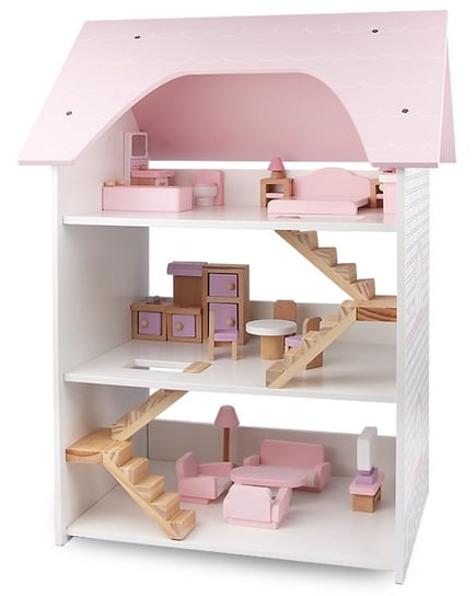 Sprytne zabawki. Drewniany pastelowy domek dla lalek Toys4edu Inna marka