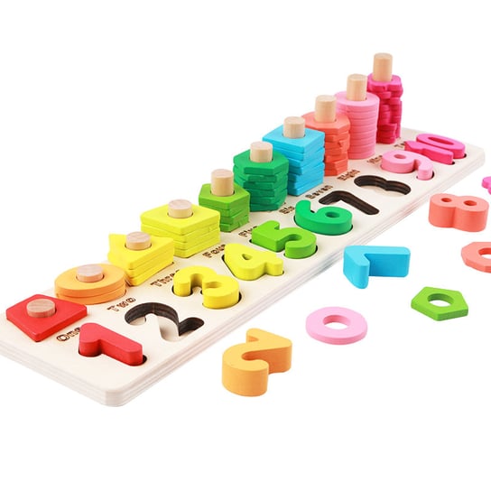 Sprytne zabawki. Drewniany sorter kształty i cyferki Toys4edu Inna marka
