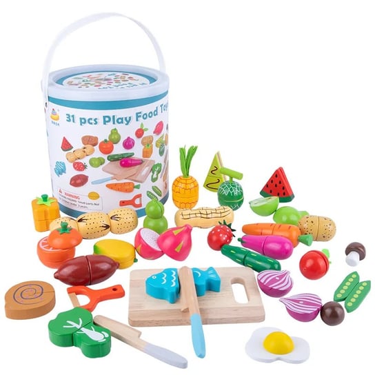 Sprytne Zabawki. Zestaw Drewnianych Produktów Spożywczych Do Nauki Krojenia Toys4Edu Inna marka