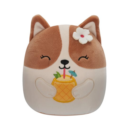 SQK - Little Plush (7.5" Squishmallows) (Regina - Brown and White Corgi W/Pineapple Drink and Flower) Phase 19 Squishmallows