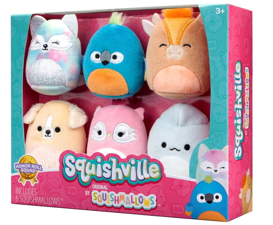 Squishville By Original Squishmallows Honor Roll Squad Plush - Six 2-Inch Squishmallows Plush Including Stevon, Tenise, Nassim, Jayden, Naya, And Bri - Toys For Kids