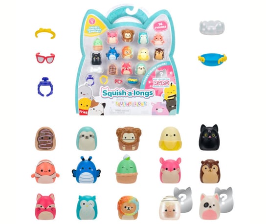 SQUISHMALLOWS Zestaw Figurek SQUISH A LONGS Figurka Niespodzianka 14pak s1 JAZWARES SQAL0029 JAZWARES