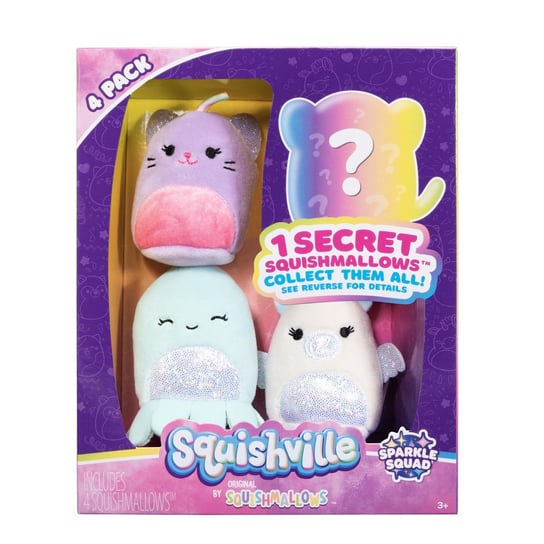 SQUISHVILLE, Mini Squishmallow Sparkle Squad 4Pak, pluszak Squishmallows