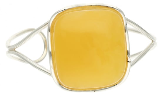 Srebrna bransoleta z żółtym bursztynem bałtyckim 925 Rosanto