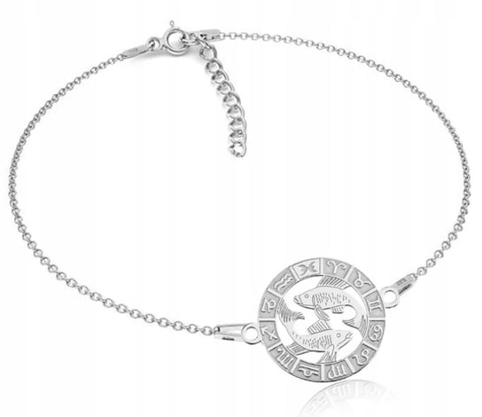 Srebrna bransoletka rodowana znak zodiaku Ryby srebro 925 Nefryt