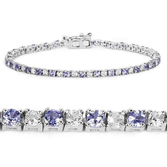 Srebrna bransoletka z 31 tanzanitami i 31 kryształami górskimi 4,65 ct Biżuteria Prana