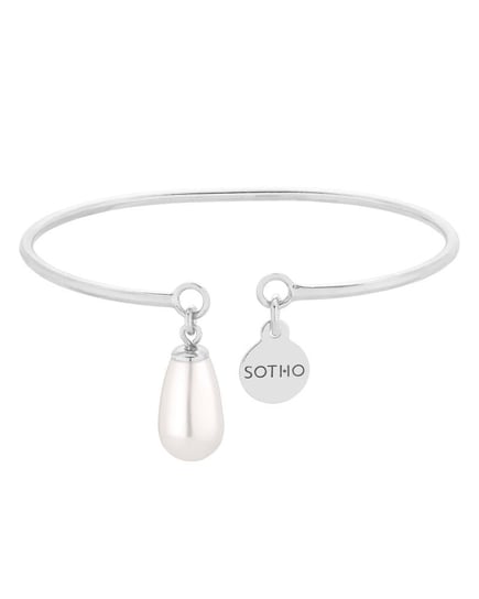 Srebrna bransoletka z białą perłą SWAROVSKI® CRYSTAL sotho