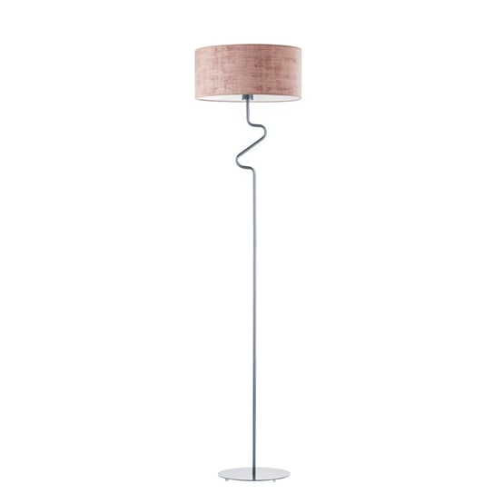 Srebrna, Metalowa Lampa Podłogowa Z Abażurem W Stylu Glamour Moroni Velur E27, Różowy LYSNE