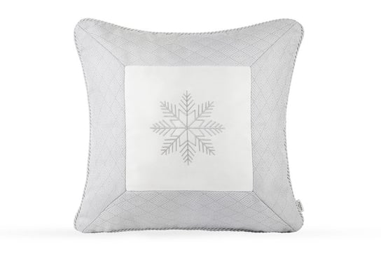 Srebrna poduszka zimowa Snowflake IV ze srebrnym haftem Doram design