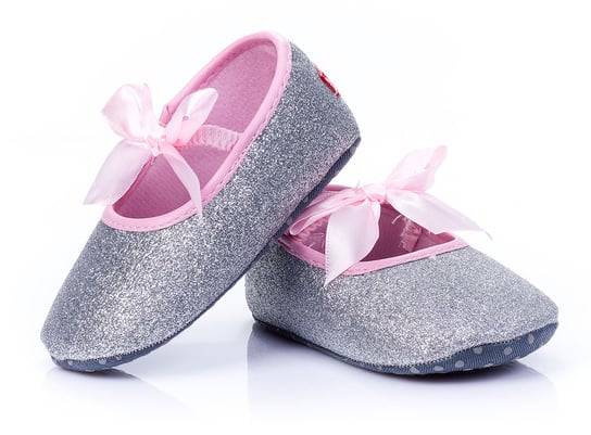 Srebrne baletki dla dziewczynki, buciki niemowlęce ATTRACTIVE