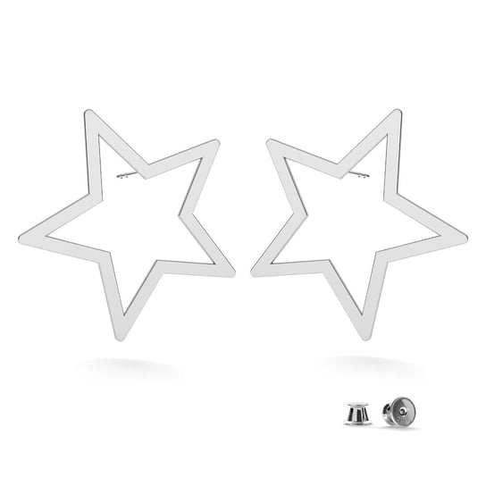 Srebrne kolczyki  duże gwiazdki, srebro 925 : Srebro - kolor pokrycia - Pokrycie platyną GIORRE