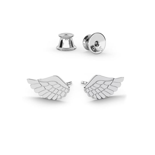 Srebrne kolczyki małe skrzydła anioła, srebro 925 : Srebro - kolor pokrycia - Pokrycie platyną GIORRE