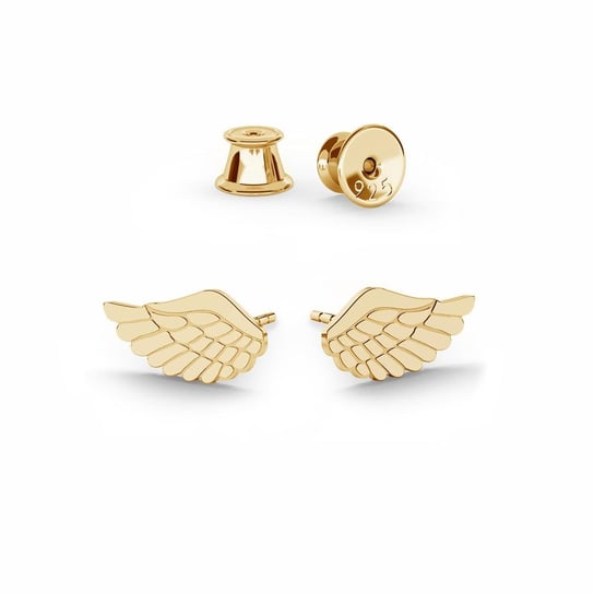 Srebrne kolczyki małe skrzydła anioła, srebro 925 : Srebro - kolor pokrycia - Pokrycie żółtym 18K złotem GIORRE