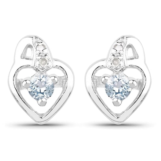 Srebrne kolczyki serca z topazami niebieskimi i diamentami 0,27 ct Biżuteria Prana
