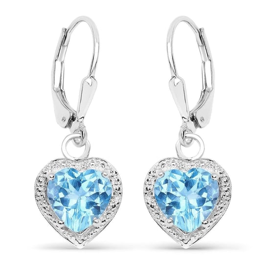 Srebrne kolczyki serca z topazami niebieskimi Swiss Blue 4,20 ct Biżuteria Prana