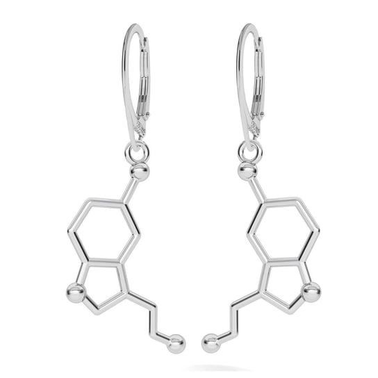Srebrne kolczyki serotonina, wzór chemiczny, srebro 925 : Srebro - kolor pokrycia - Pokrycie platyną GIORRE