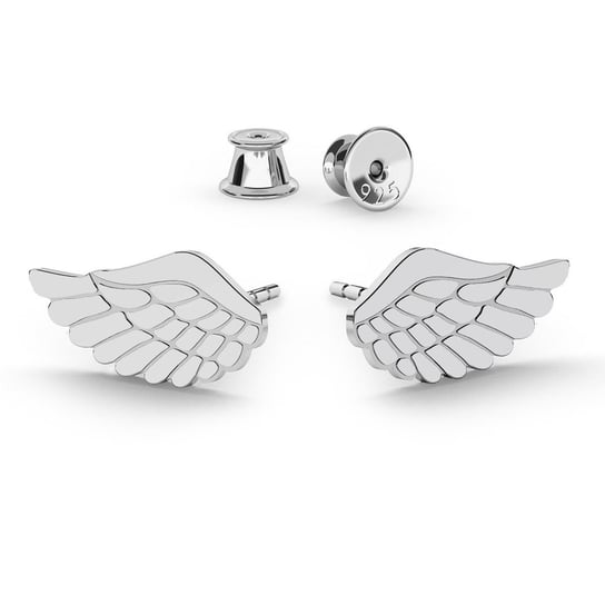 Srebrne kolczyki skrzydła anioła, srebro 925 : Srebro - kolor pokrycia - Pokrycie platyną GIORRE