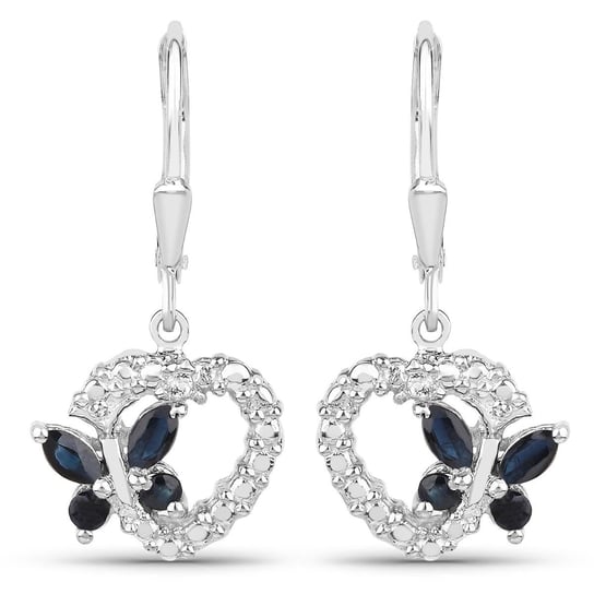 Srebrne kolczyki w kształcie serca z 8 naturalnymi szafirami niebieskimi 0,68 ct Biżuteria Prana