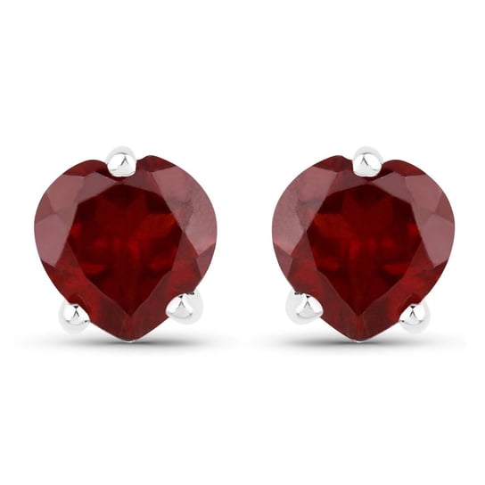 Srebrne kolczyki w kształcie serca z naturalnymi granatami 1.00 ct Biżuteria Prana